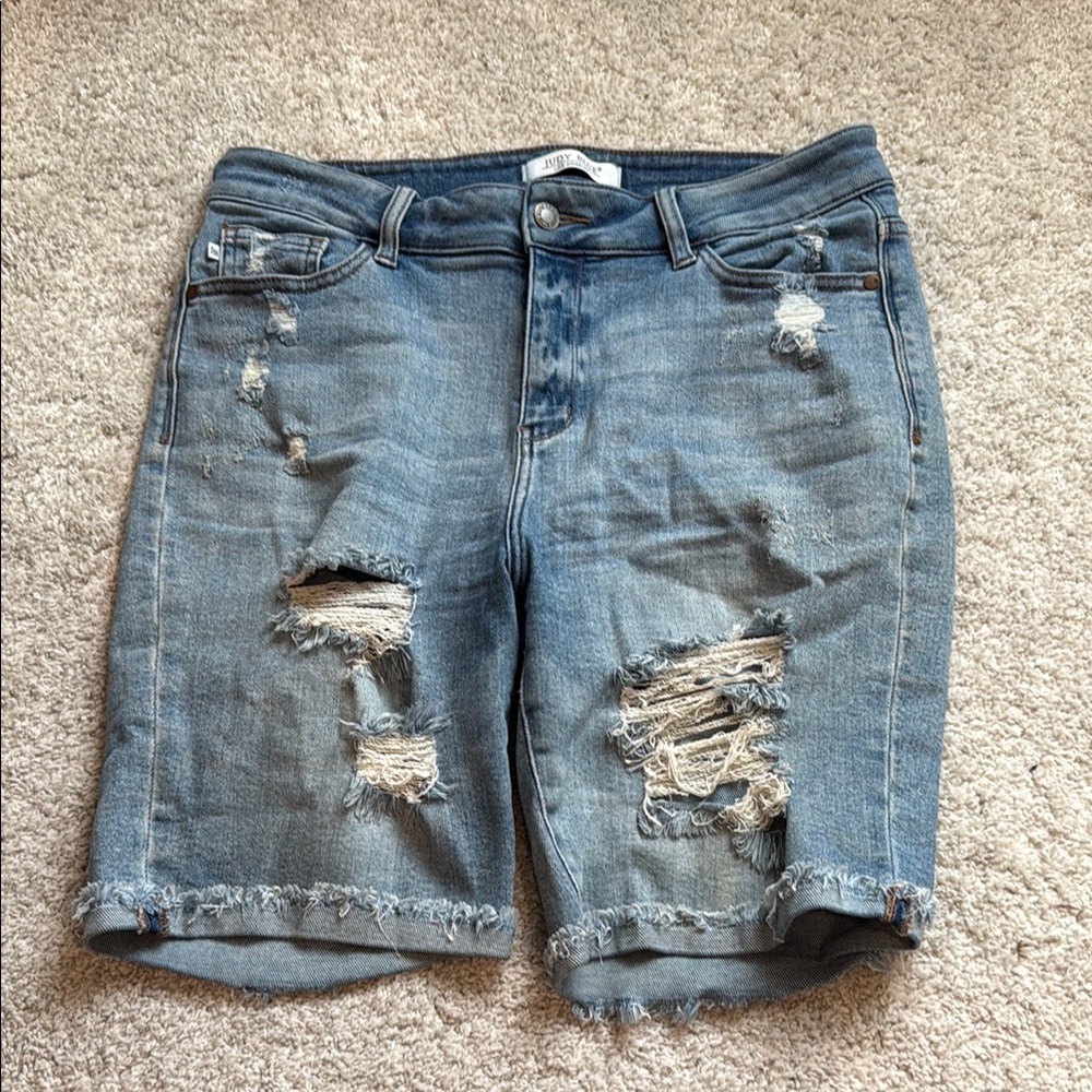 Denim Distressed Women’s Shorts - Light Blue
